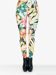 Floral Print High Waist Skinny Leggings Bohemian Stretchy Long Length
