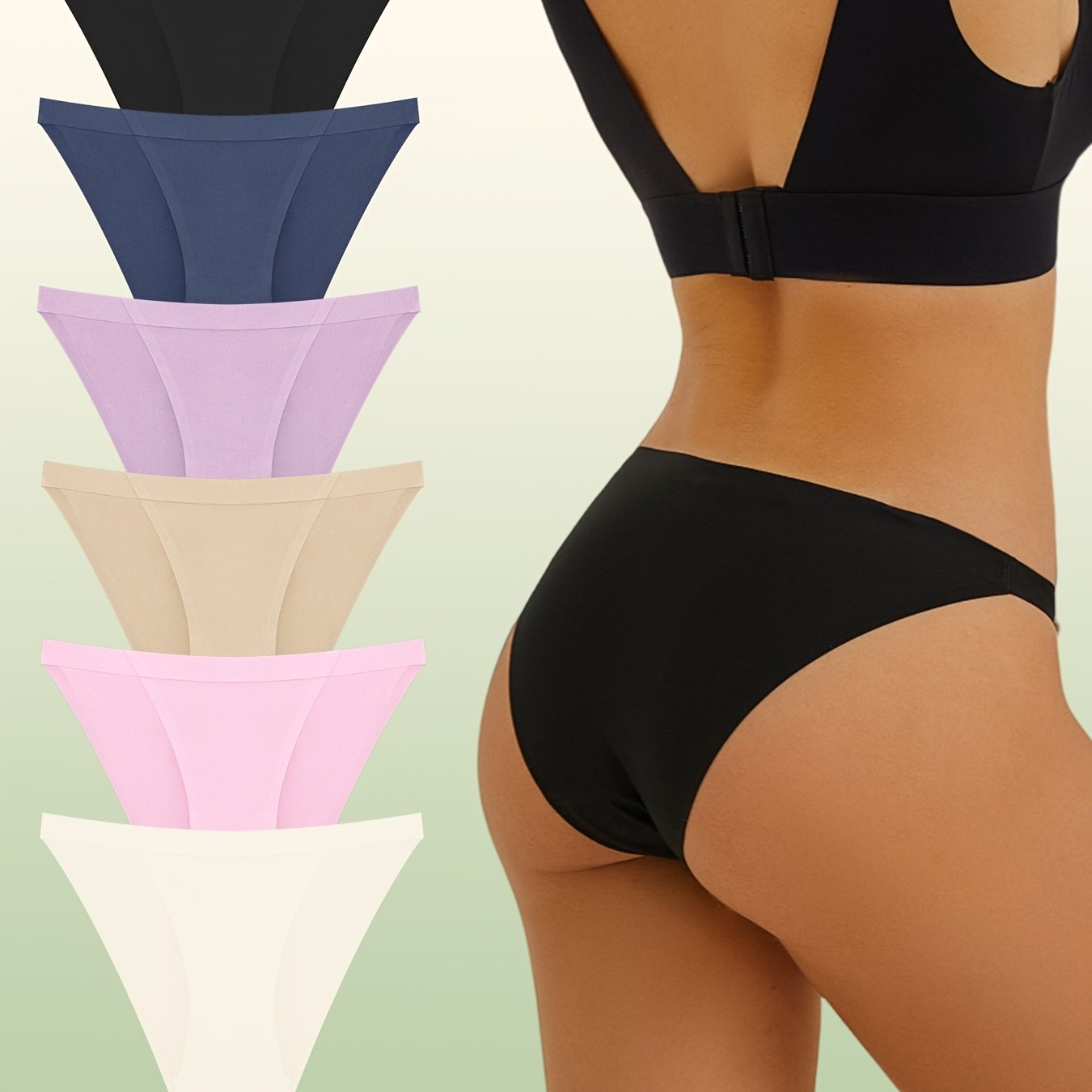 6pcs Seamless Solid Briefs Comfy & Breathable Underwear Women's Lingerie