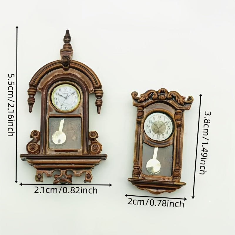 Vintage Alloy Clock Dollhouse Accessory European Style Retro Ornament