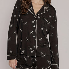Giraffe Print Pajamas Set Button Up Shirt & Shorts Two Piece