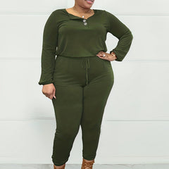 Solid Lantern Sleeve Jogger Jumpsuit