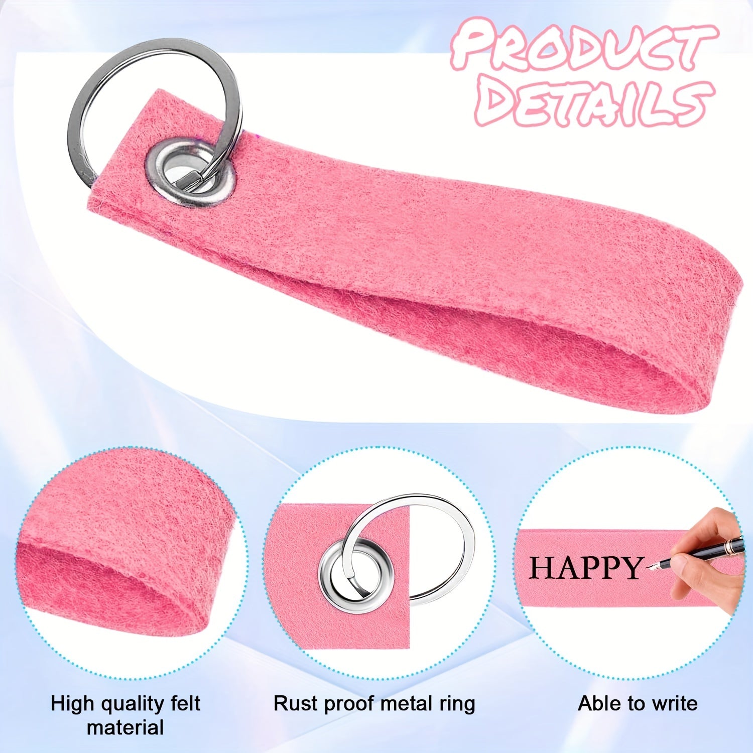 Colorful Felt Keychains with Steel Keychains - DIY Keychain Kit