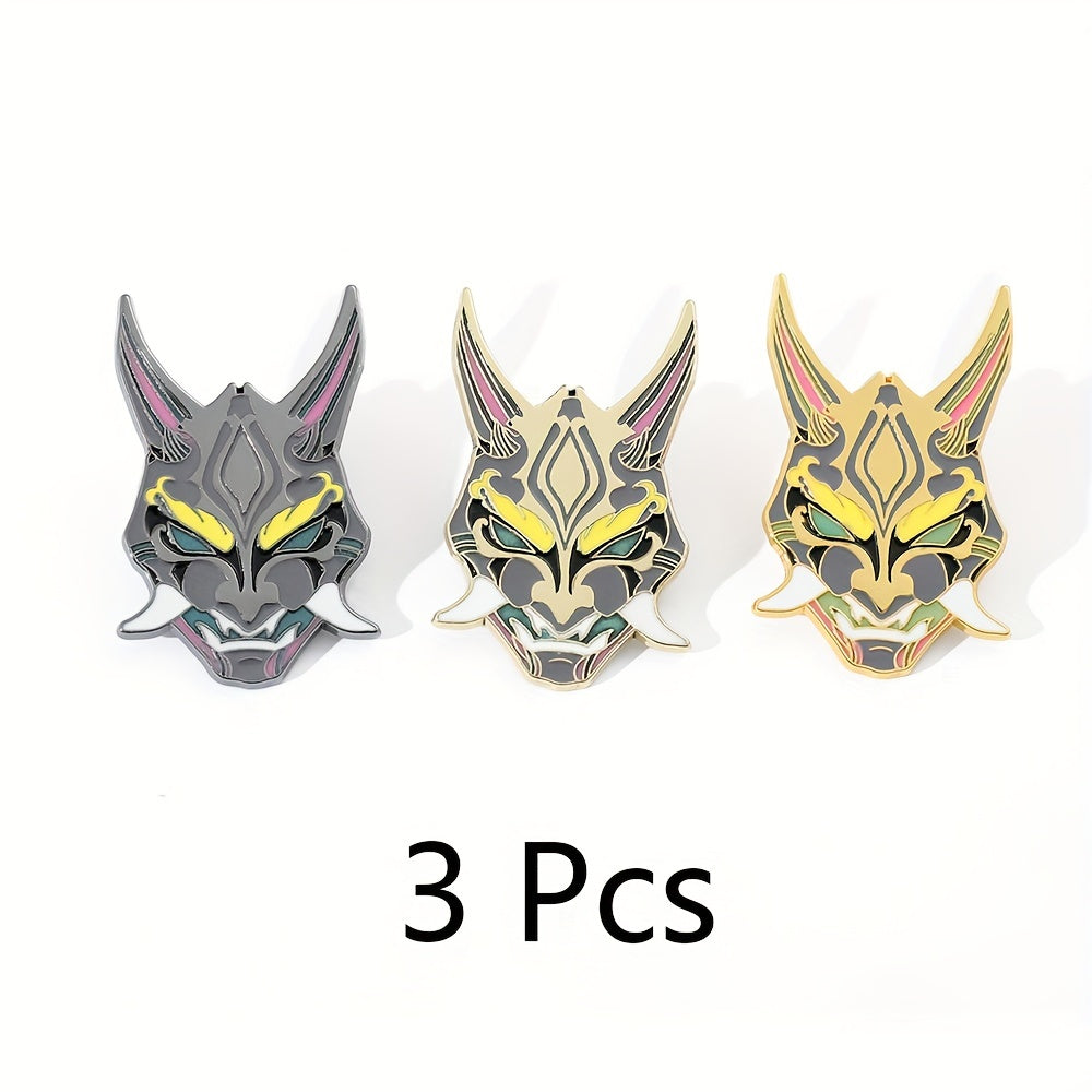 3pcs Cartoon Mask Brooches For Girls Enamel Brooch Fluorescent Metal Badge