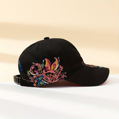 Men's Butterfly Embroidered Peaked Cap Baseball Cap Adjustable Hat