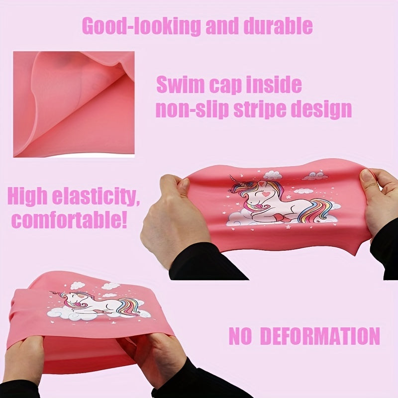 Cartoon Waterproof Kids Swimming Cap for Long Hair Girls and Boys