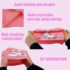 Cartoon Waterproof Kids Swimming Cap for Long Hair Girls and Boys