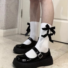 Girls Bowknot Stockings Crew Socks