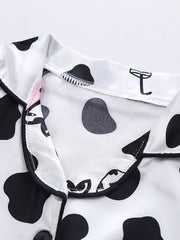 Kid's Cow Pattern Satin Pajamas 2pcs Set Toddler Girl's Loungewear