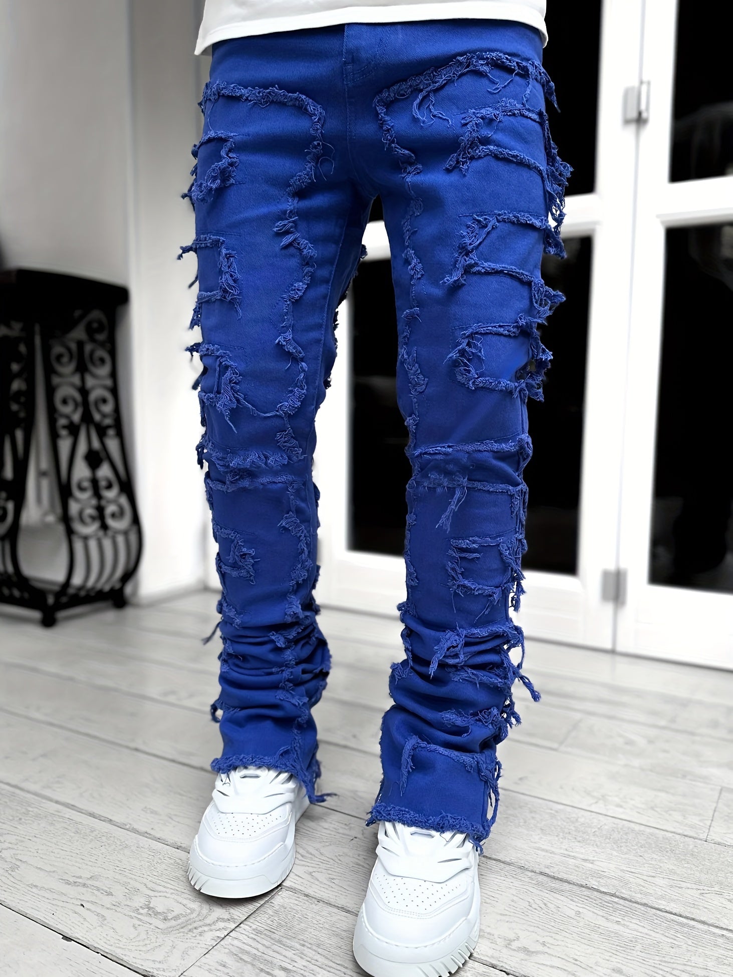 Street Style Denim Pants With Tassels Decoration For Men