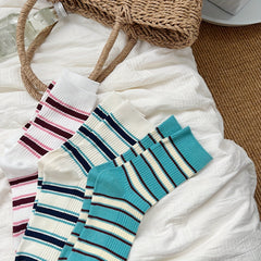 3 Pairs Sporty Colorblock Socks Women's Stockings