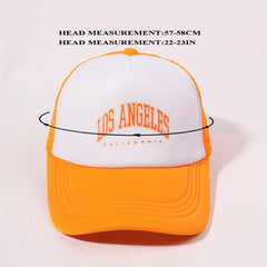 LOS ANGELES Mesh Trucker Hat Printed Bright Block Baseball Cap Unisex