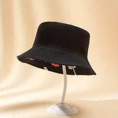 Red Mushroom Print Bucket Hat Reversible Hip Hop Basin Hat