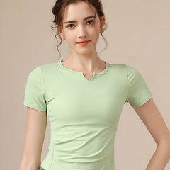 Solid Fitness Workout T-Shirt Quick Drying Sports Tee Women's Activewear