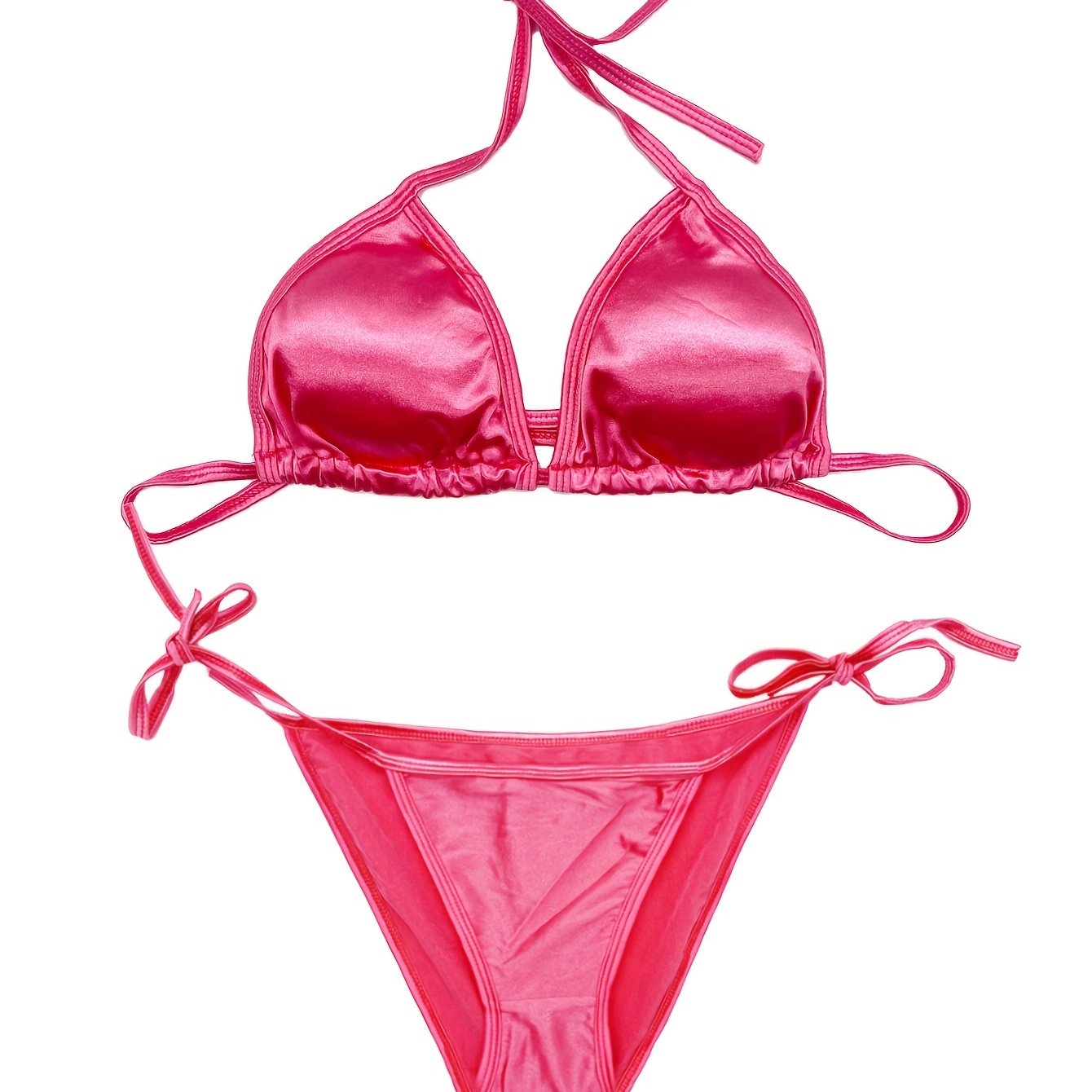 Strappy Lingerie Set Halter Bra & Bikini Panties Women's Sexy