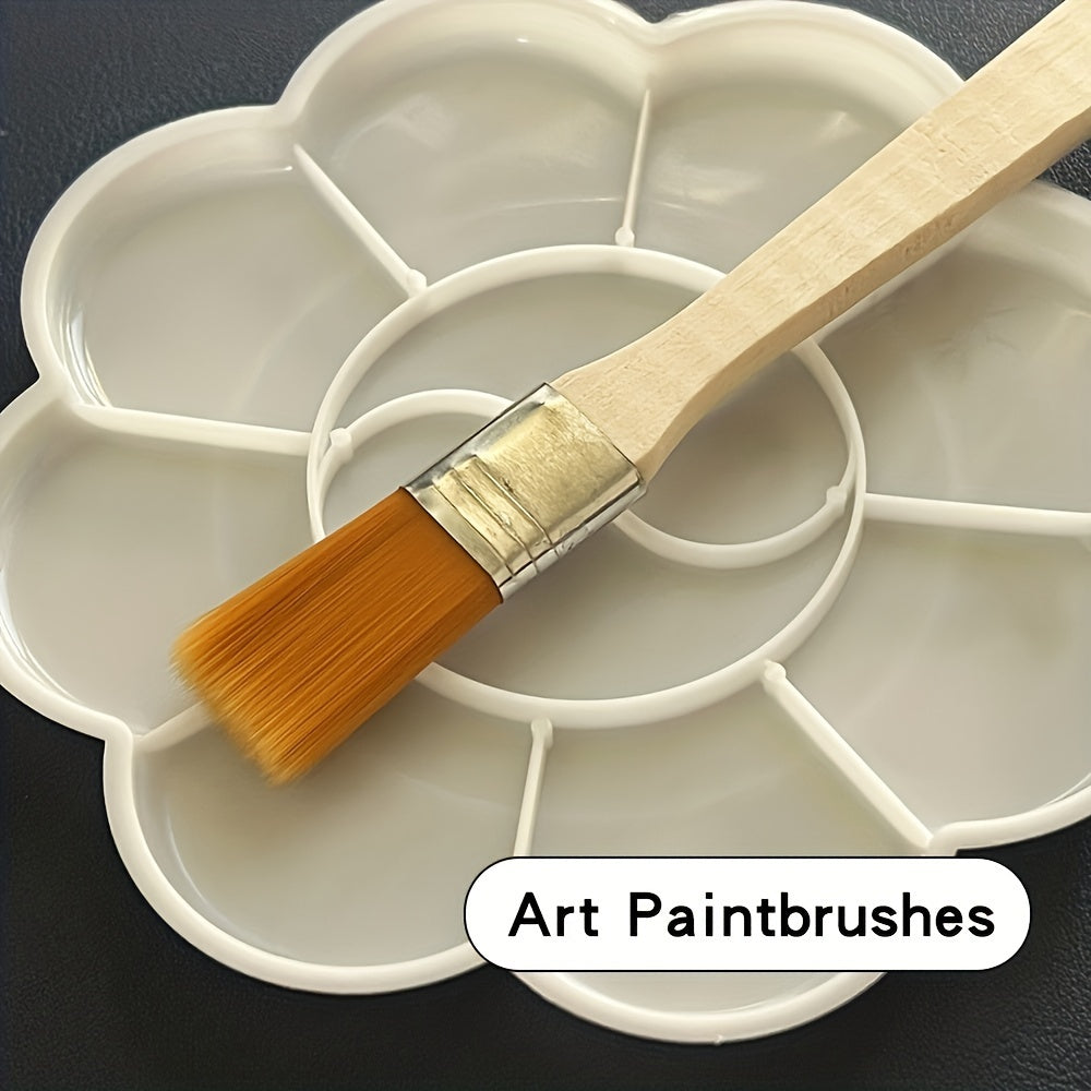 6pcs Nylon Paint Brush Short Wooden Rod Art Supplies
