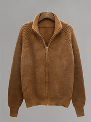 Ribbed Zip Up Cardigan