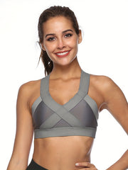 Criss Cross Back Sports Bra Push Up Workout Tank Bra