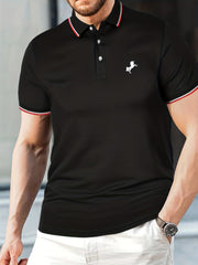 Unicorn Print Men's Casual Button Up Polo Shirt