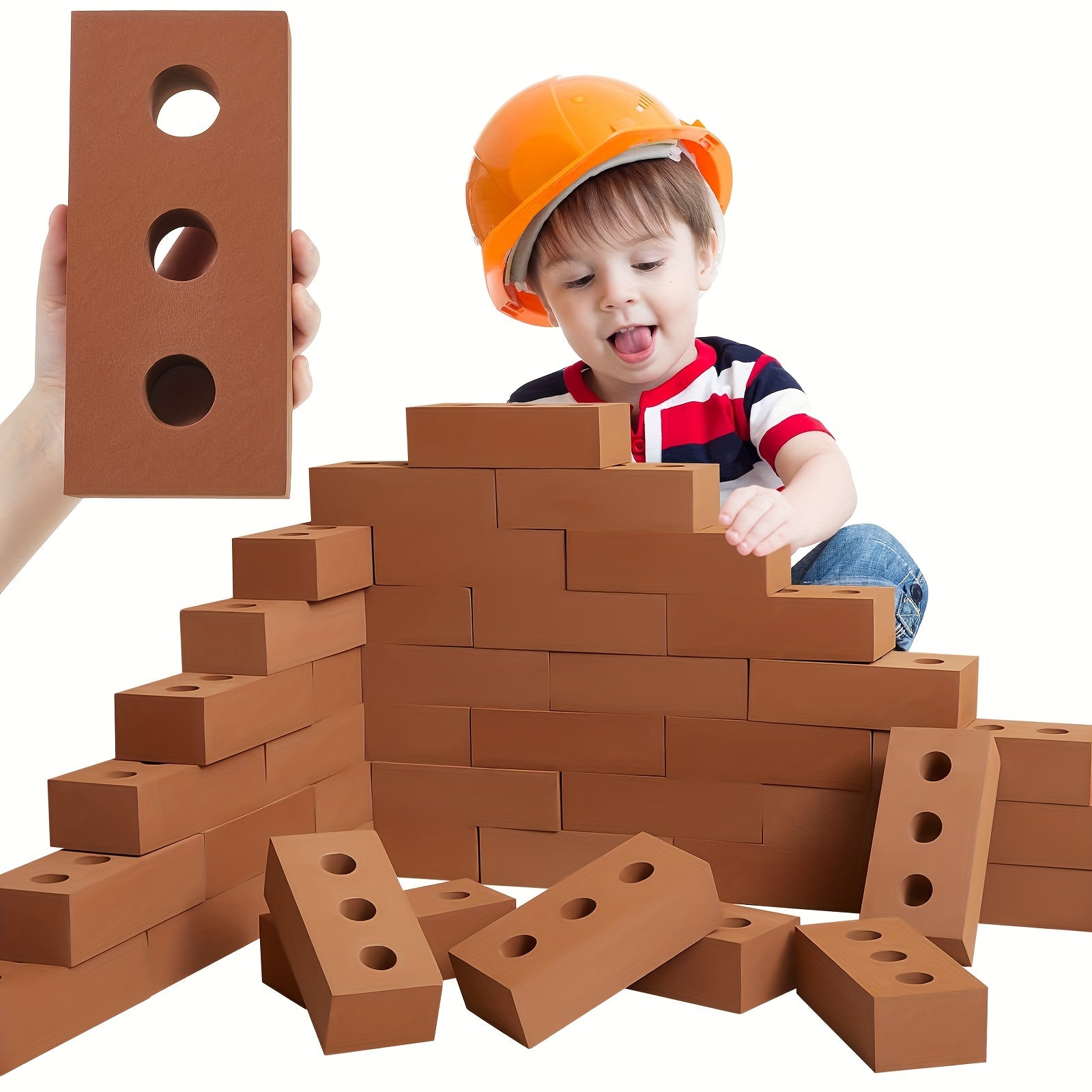 5pcs Foam Cinder Blocks for Kids Safe Non Toxic Brown Building Toys Home D