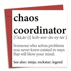 Funny Birthday Card Chaos Coordinator Definition Card For Women Men