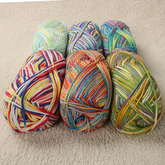 2pcs DIY Weaving Colorful Dyeing Flower Wool Yarn Crochet Hook Wool Ball