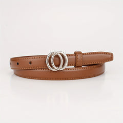 Smooth Double Connection Oval Buckle Head Leather Belt For Boys And Girls