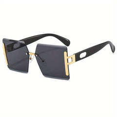 Y2K Oversized Square Sunglasses Gradient Lens Rimless Glasses UV400