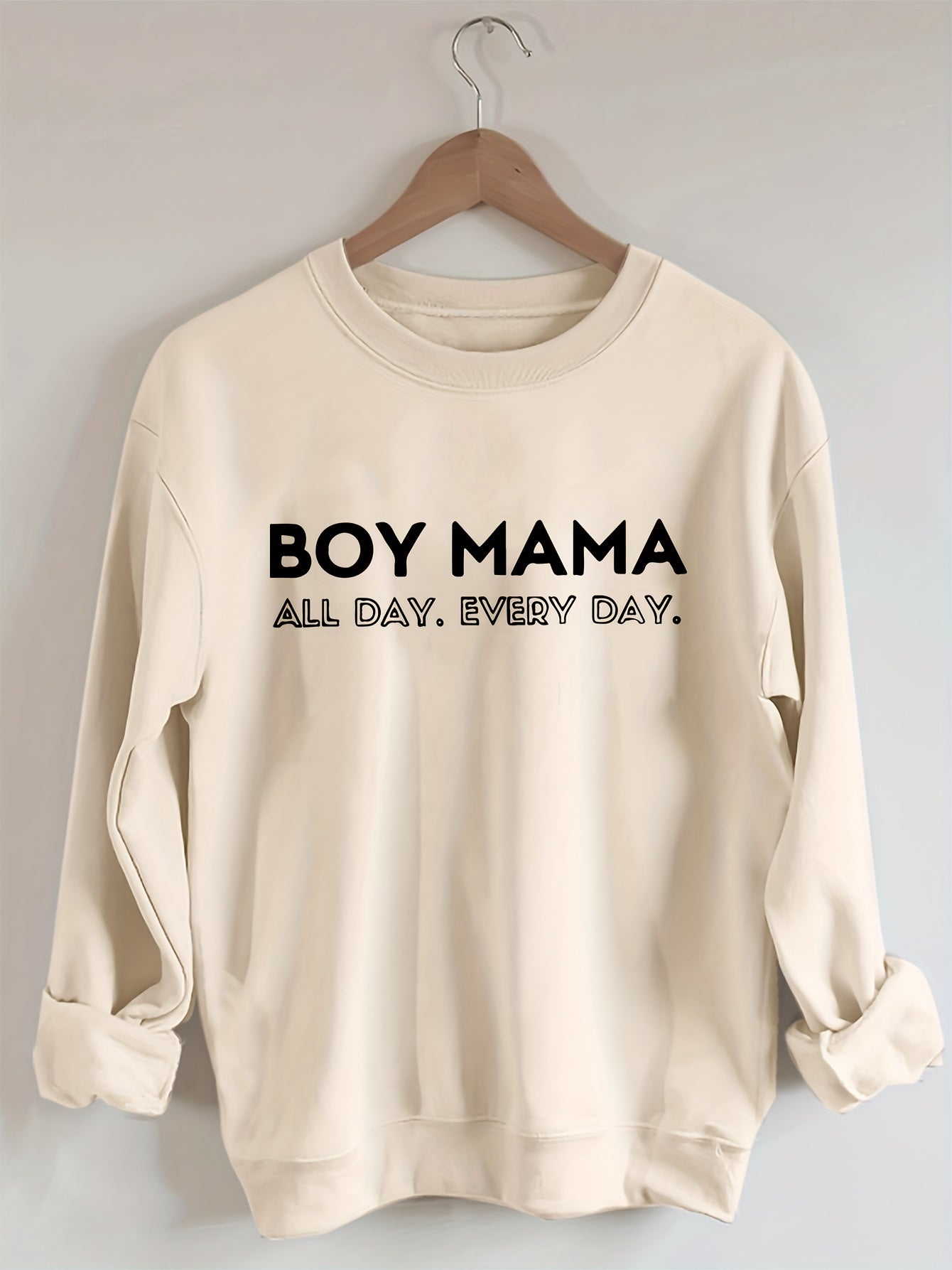 Boy Mama Letter Print Sweatshirt Women's Casual Pullover