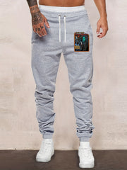 Ghost Print Men's Drawstring Sweatpants Pocket Casual Jogger Pants