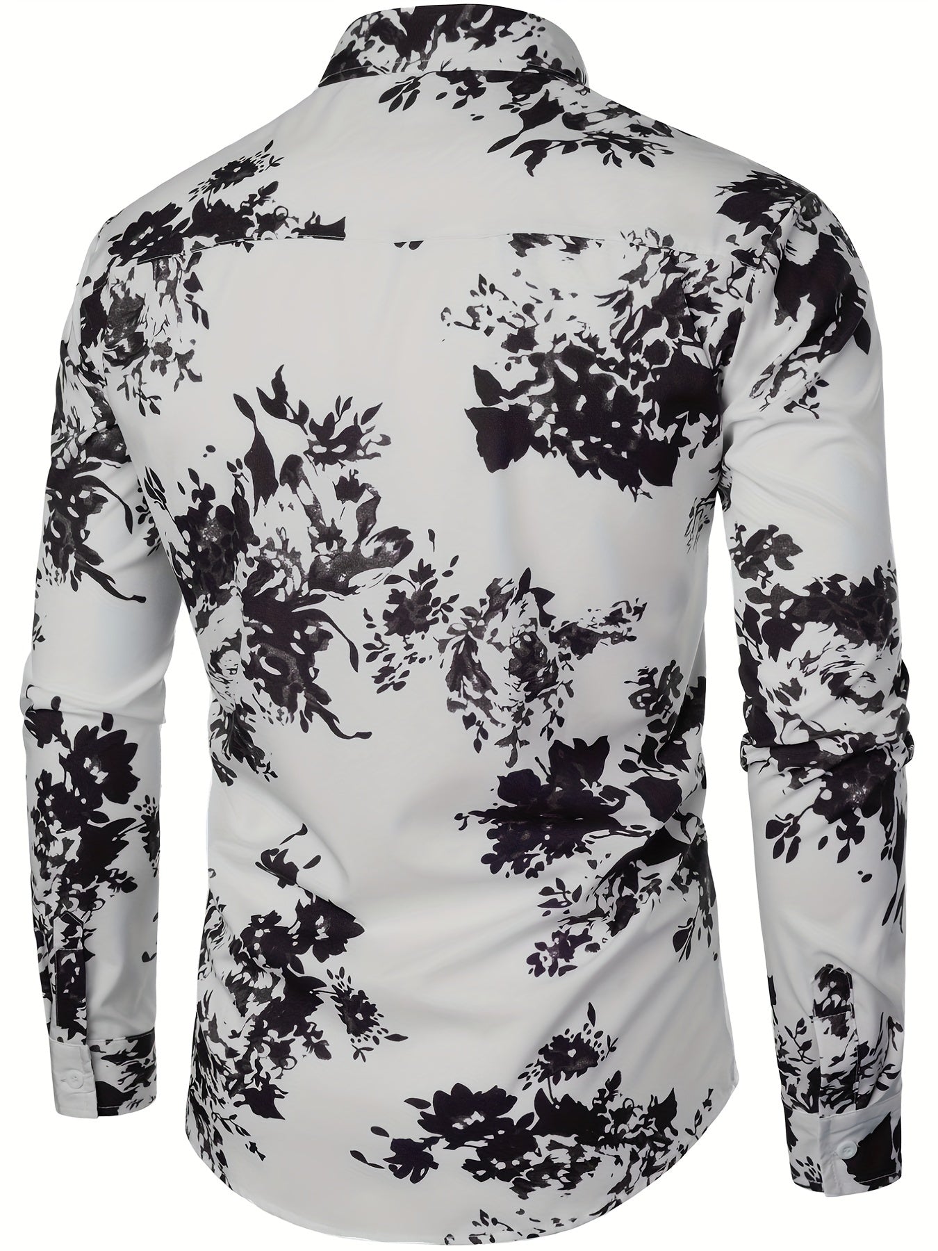 Men's Flower Print Casual Button Up Shirt