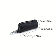 Cowhide Car Key Holder Keychain Zipper Keys Storage Bag