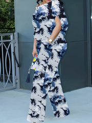 Plus Size Stripe One Shoulder Top & Pants Set