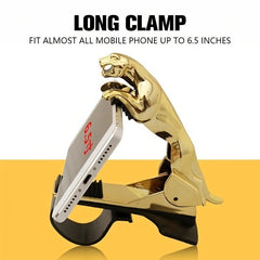 Golden Leopard Phone Holder Car Dashboard Mount 360 Rotation Retractable Stand