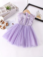 Girls Lace Mesh Princess Dress Sleeveless Tutu Dress