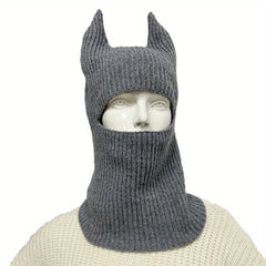Monster Horn Balaclava Solid Ski Mask Elastic Knitted Mask Unisex Warm Knit Hat