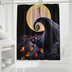 Halloween Pumpkin Bathroom Shower Curtain Waterproof Hand Washable