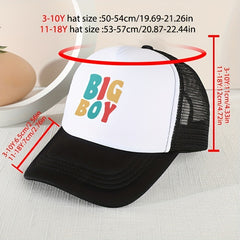 Kids BIG BOY Print Mesh Baseball Cap Sunshade Breathable Hat