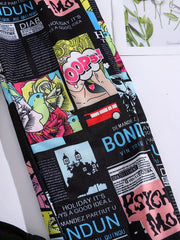 Girls Cartoon Anime Patchwork Sweatpants Elastic Waist Sport Jogger Pants