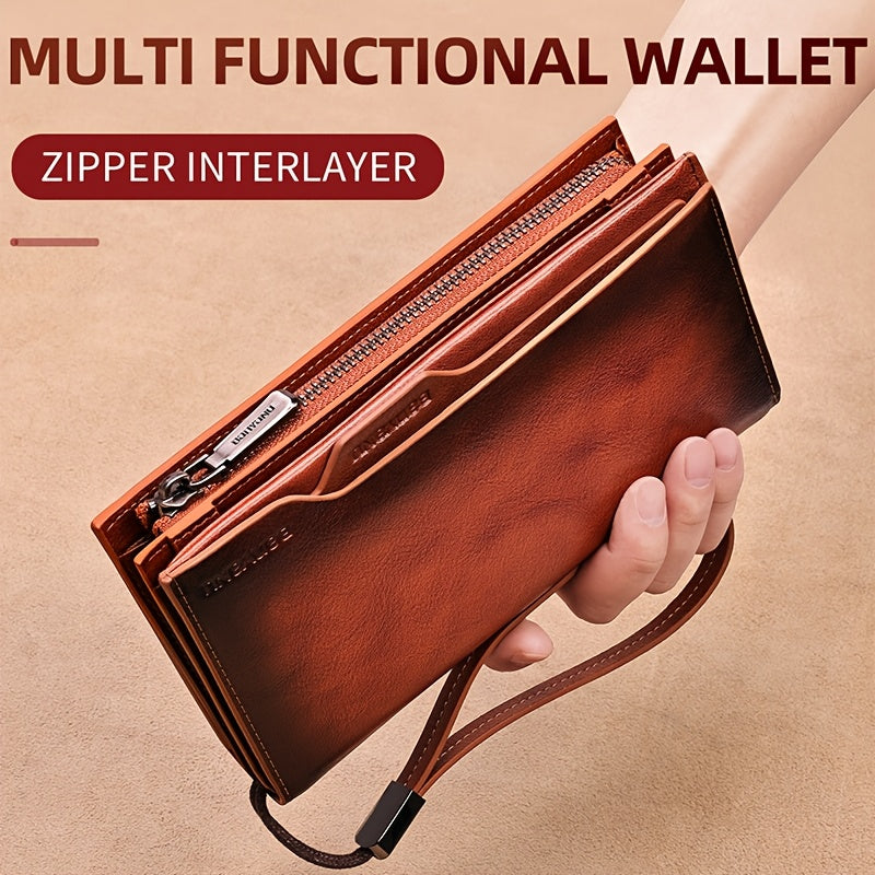 BANYANU Vintage Style Wallet Coffee Brown Yellow