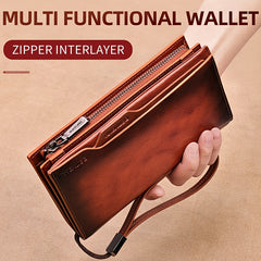 BANYANU Vintage Style Wallet Coffee Brown Yellow