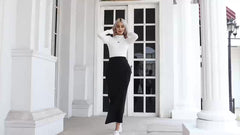 Ribbed Slit Skirt High Stretch Ankle Skirt Spring Summer
