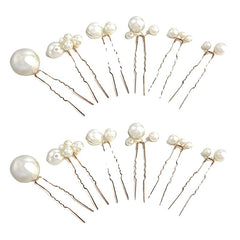 6pcs Faux Pearl Hair Pins Golden Silvery Hair Accessories for Bridal Women