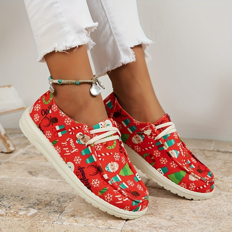 Christmas Print Slip On Skate Shoes Soft Comfortable Lightweight Sneakers