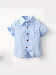 Boys Short Sleeves Button Down Casual Shirt for Summer