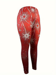 Christmas Leggings Abstract Snowflake & Dot Print High Rise Leggings
