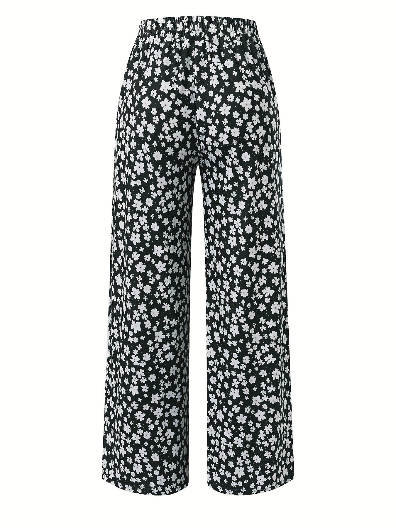 Floral Wide Leg Pants Boho High Waist Spring Summer Women's Clothing