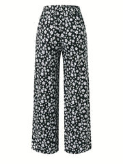 Floral Wide Leg Pants Boho High Waist Spring Summer Women's Clothing