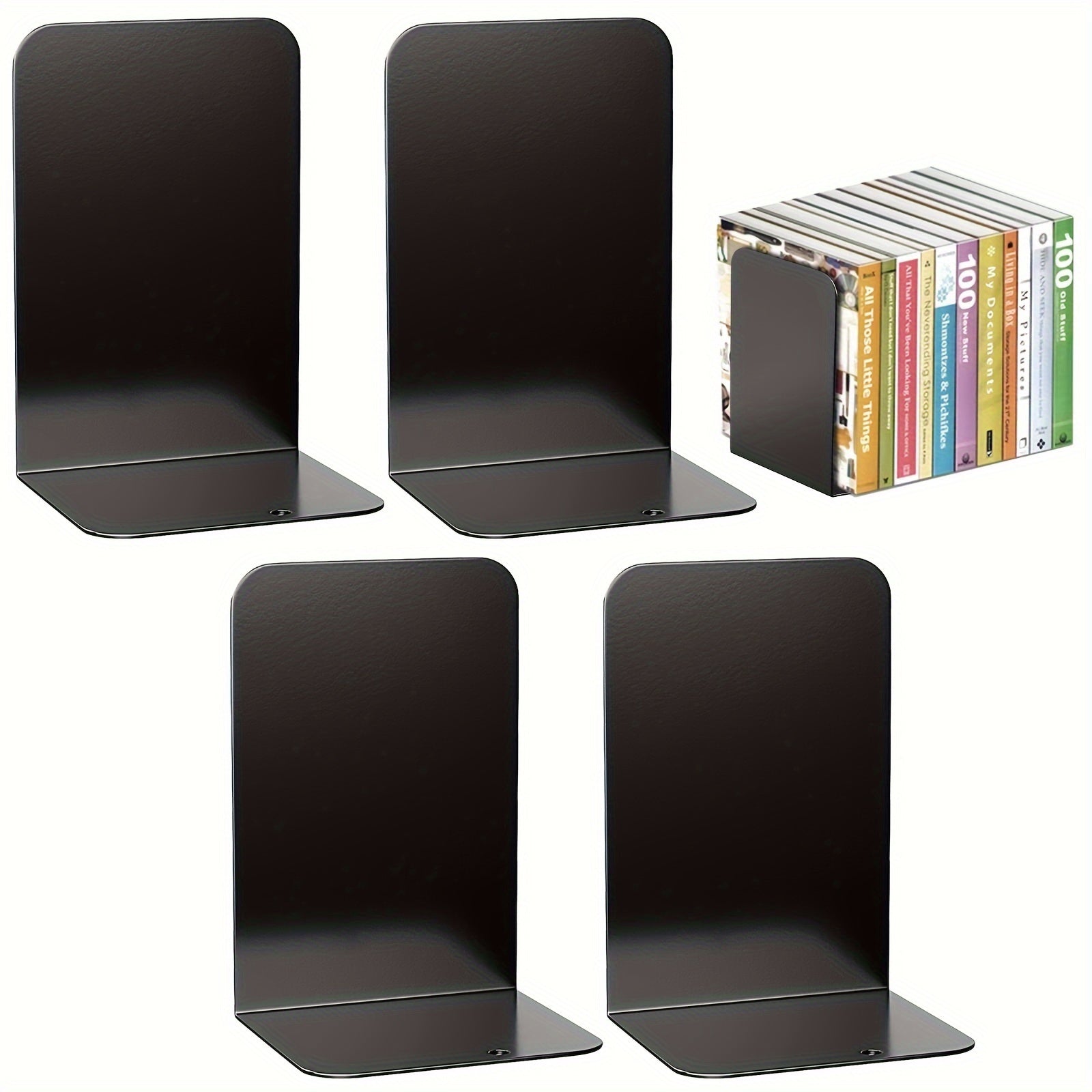 Metal Bookends with Anti Slip Pads for Books Magazines DVDs