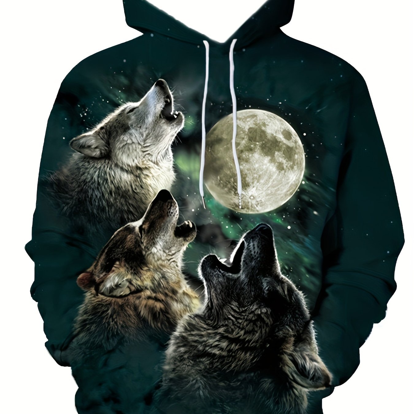 Men's Wolves 3D Print Hoodie, Kangaroo Pocket, Comfy Loose Pullover