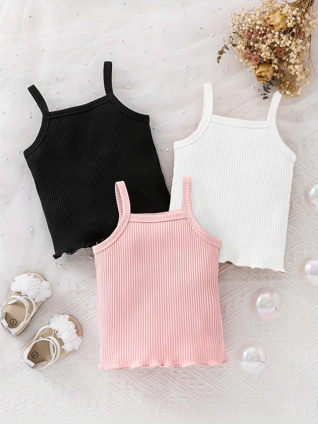 Toddler Girl's Sleeveless Ribbed T Shirt Tee Casual Blouse